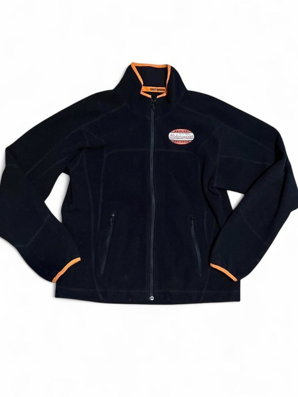 Harley-Davidson Women’s Black Fleece Jacket with Orange Trim